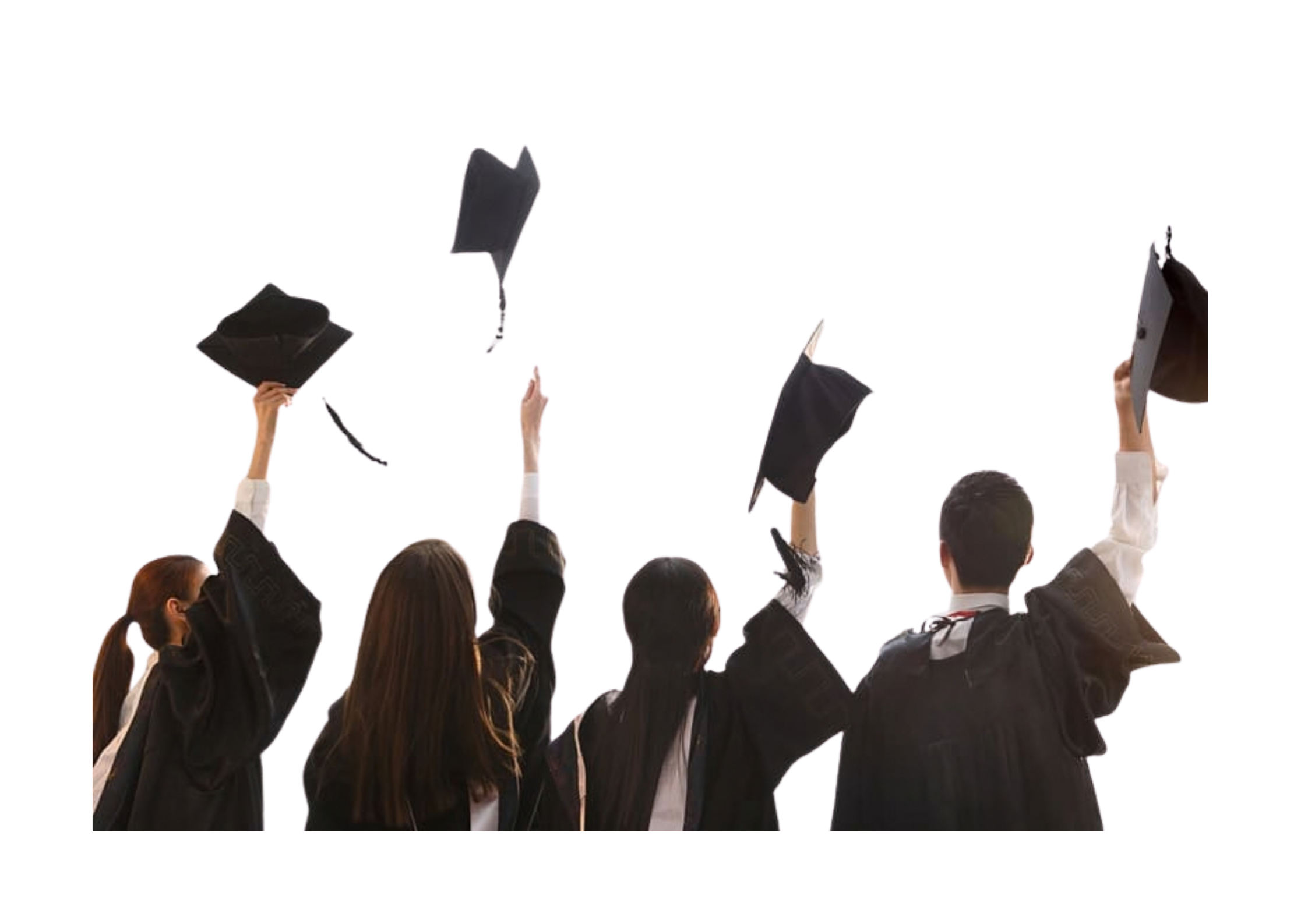 Graduates throwing their caps in the air